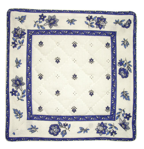 French Provence coaster (Calissons flowers. white x blue) - Click Image to Close
